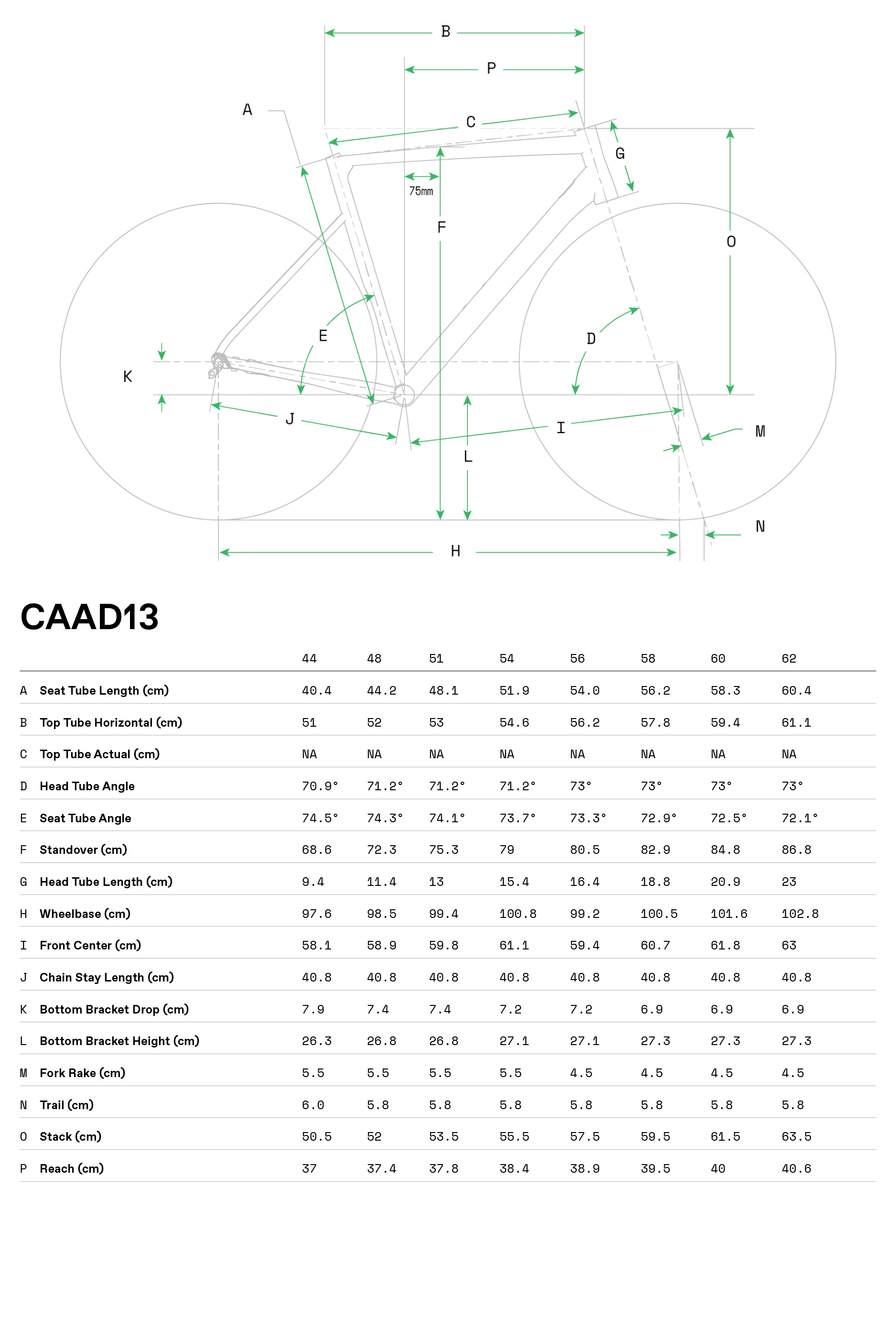 Cannondale CAAD13 Disc Ultegra SmartForm C1 - Geometria